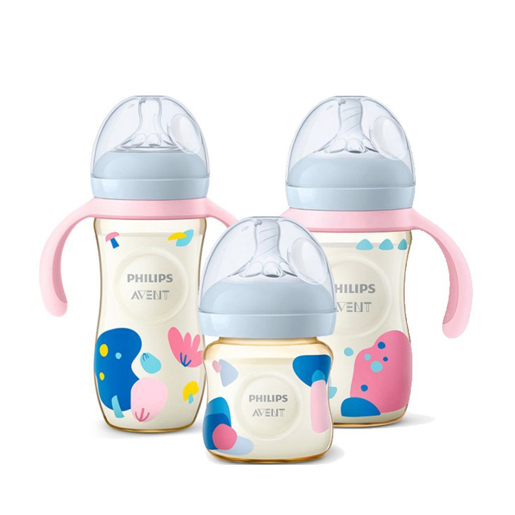 Bình Sữa Nhựa Họa Tiết Phillip Avent PPSU Có Quai Cầm