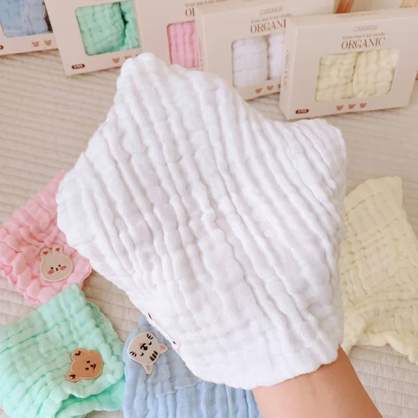 Set 3 khăn sữa 6 lớp xô nhăn Momona Organic cho bé - Hình ảnh 7