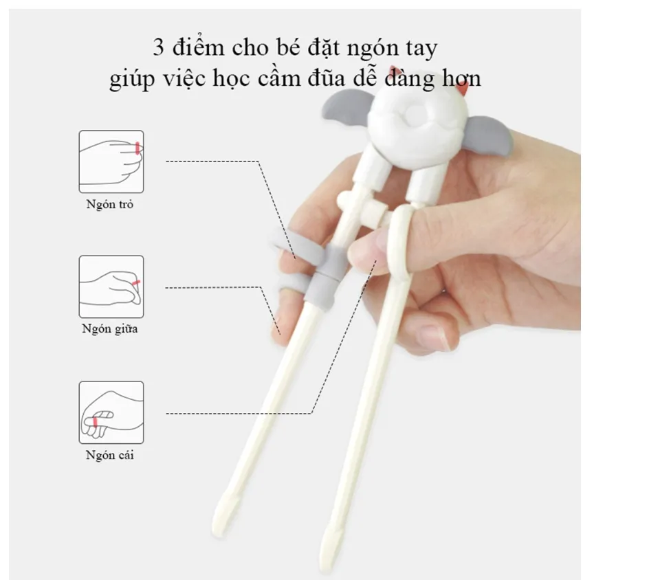 Đũa Tập Gắp Xỏ Ngón Cho Bé Tập Ăn Misuta - Hình ảnh 3