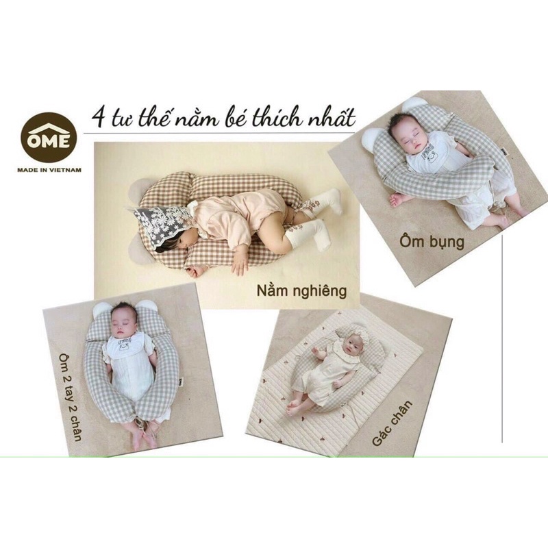 Gối ôm 4 tư thế OME - Gối Chữ U Cho Bé Gối Đa Năng - Chống Giật Mình Chống Méo Đầu, Giúp Bé Ngủ Ngon - Hình ảnh 11
