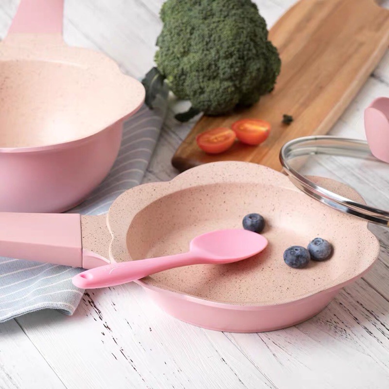 Bộ Nồi Chảo Sakura Đá Hình Hoa Chống Dính + Tặng Kèm Muỗng - Hình ảnh 3