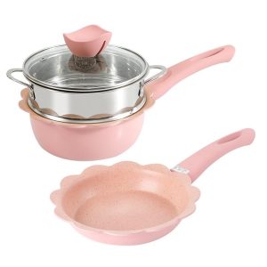 Bộ Nồi Chảo Sakura Đá Hình Hoa Chống Dính + Tặng Kèm Muỗng