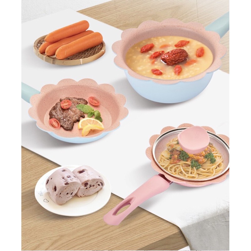 Bộ Nồi Chảo Sakura Đá Hình Hoa Chống Dính + Tặng Kèm Muỗng - Hình ảnh 4