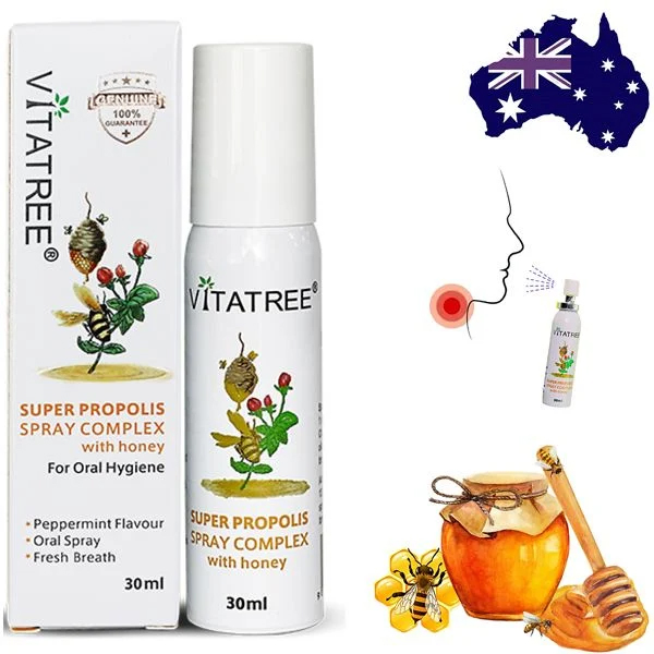 Xịt keo ong Vitatree Super Propolis Spray Complex With Honey hỗ trợ chống oxy hóa, giảm đau rát họng (30ml) - Hình ảnh 3