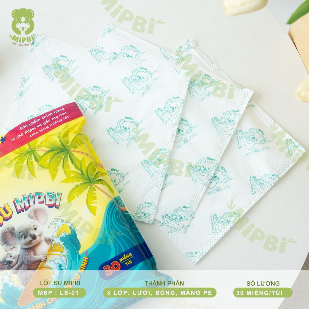 Tấm Lót Sữa Sơ Sinh Mipbi 3 Lớp (Gói 30 tờ) - Hình ảnh 3
