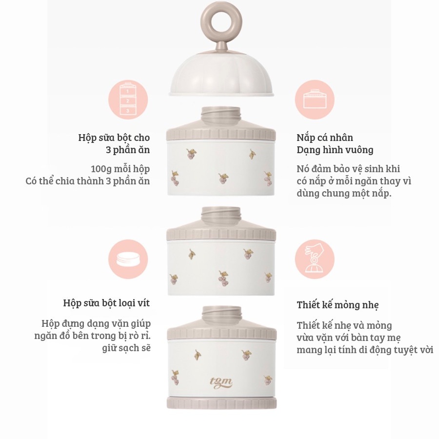 Hộp Chia Sữa 3 Ngăn Dottodot TGM Hàn Quốc - Hình ảnh 8