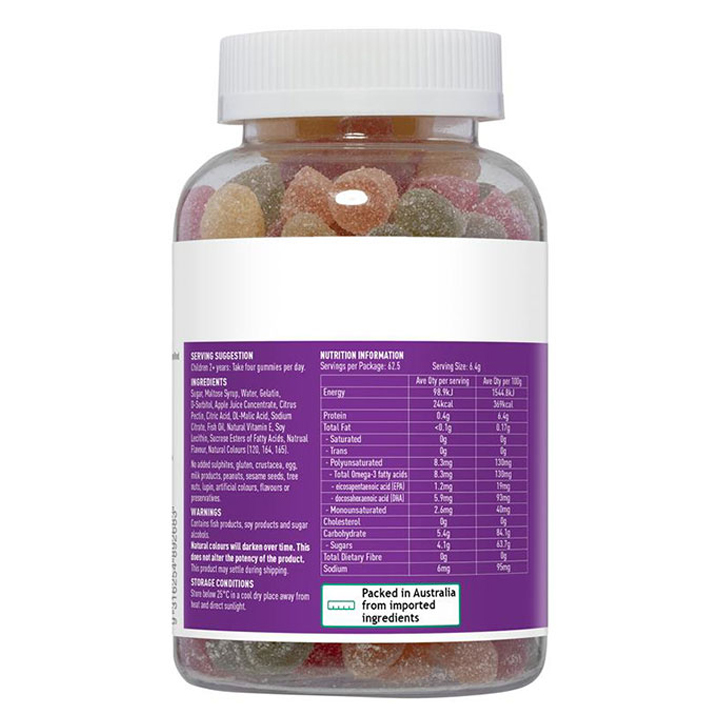 Kẹo Dẻo Gummy Omega 3 Úc Healthy Care Cho Bé Từ 2 Tuổi - 250 viên - Hình ảnh 2