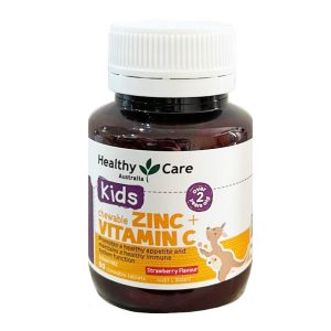 Viên Nhai Bổ Sung Kẽm Vitamin C Healthy Care Kids Zinc + Vitamin C 60 Viên Cho Bé Từ 2 Tuổi