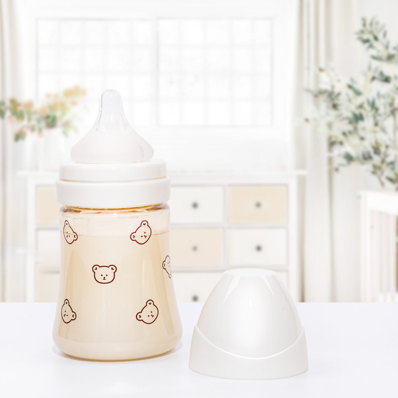 Bình sữa Grosmimi PPSU Grossmimi x Dot To Dot (có núm), Hoạ tiết Gấu